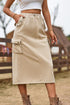 'Solana' Drawstring Waist Slit Denim Skirt - Celes Fashion